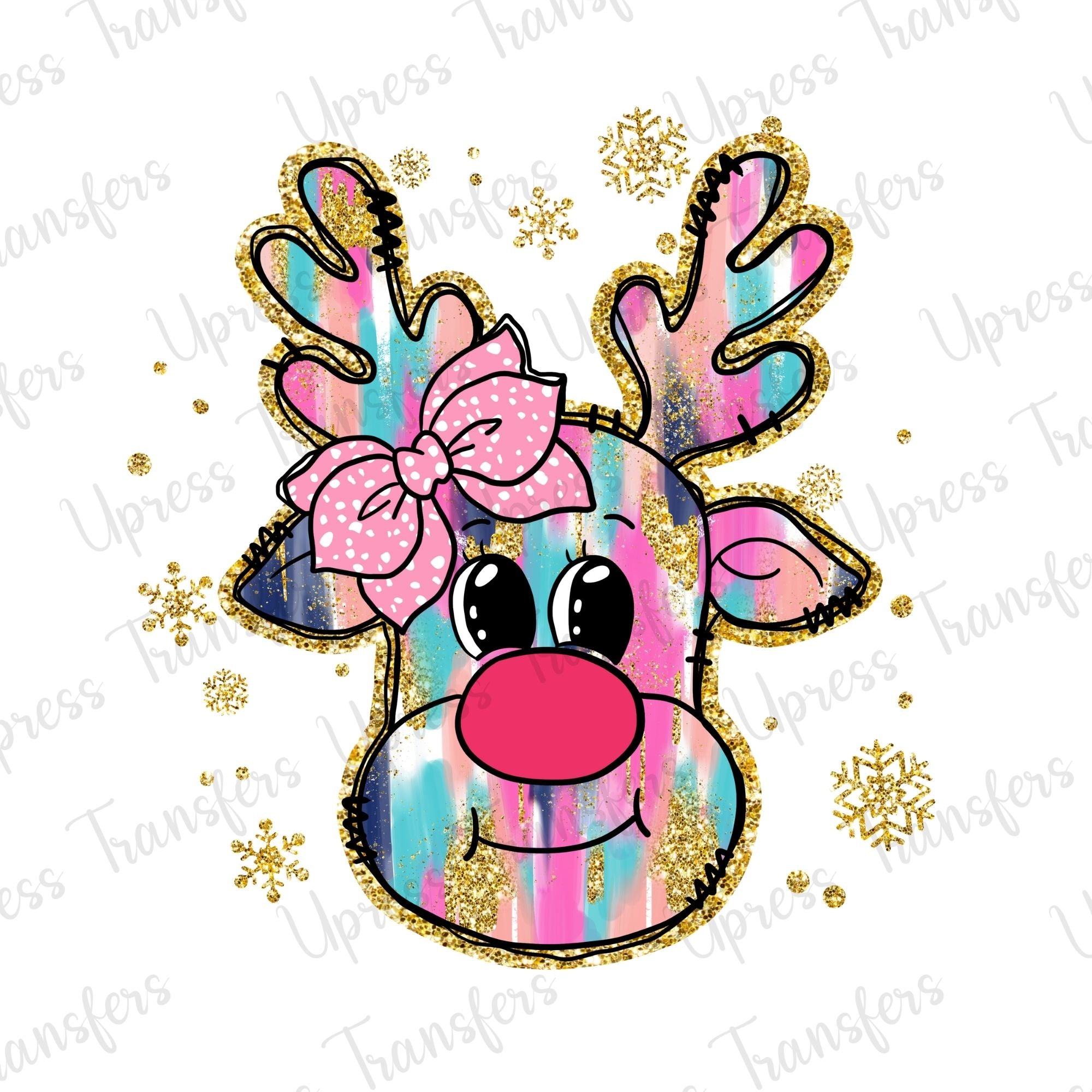 Glitter Preppy Brushstroke Reindeer