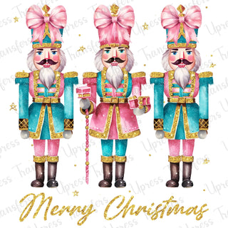 Glitter Preppy Merry Christmas Nutcracker Trio