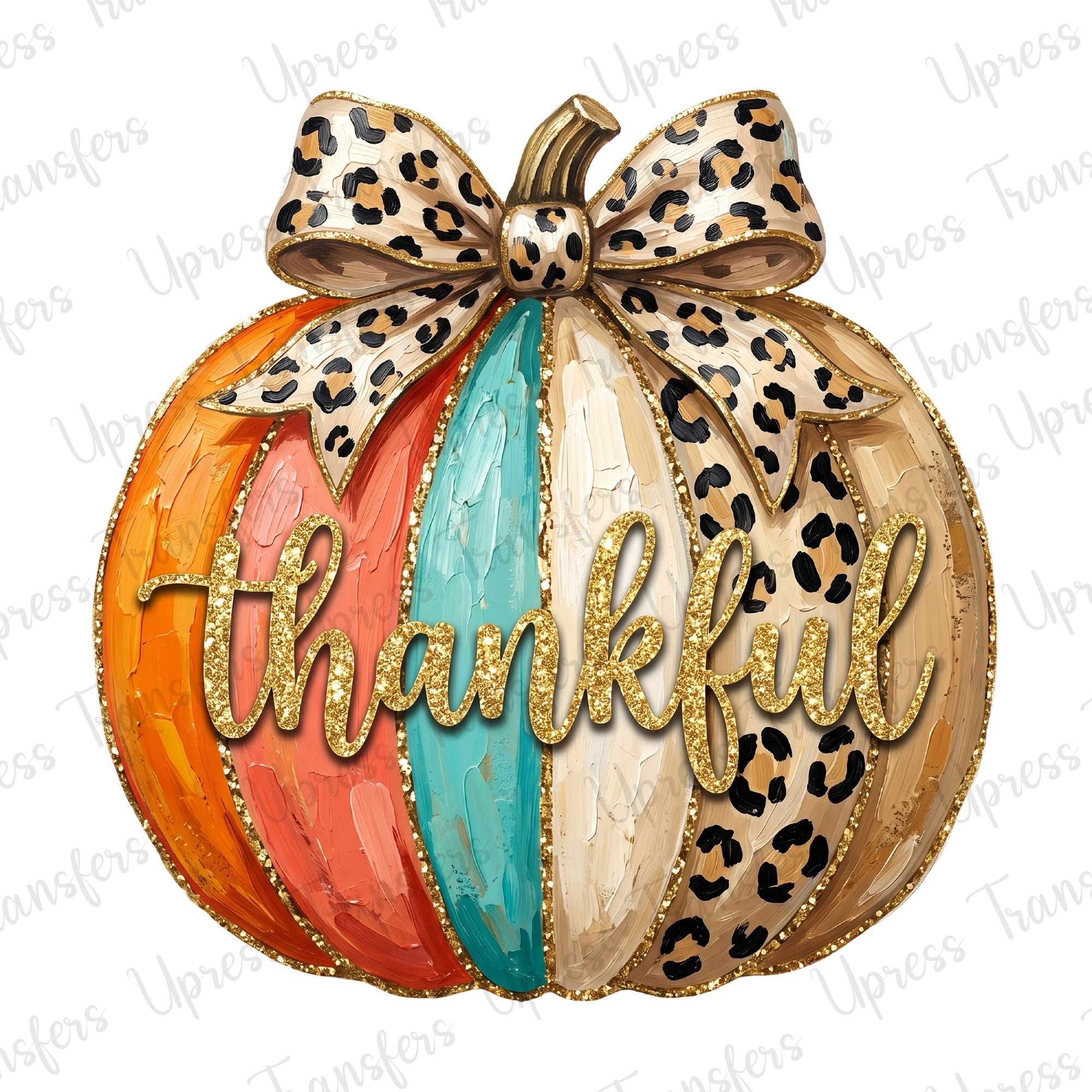 Glitter Thankful Script Pumpkin
