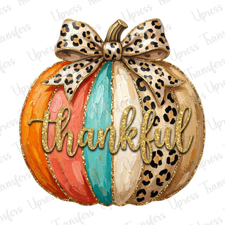 Glitter Thankful Script Pumpkin