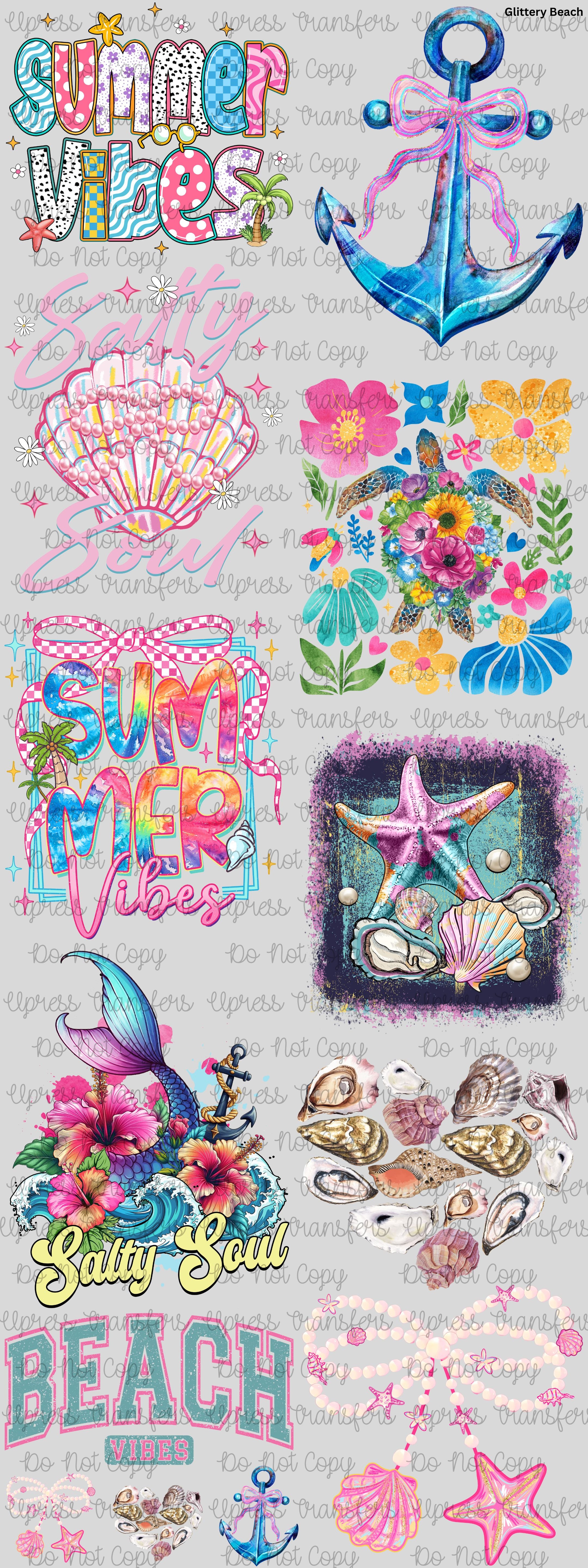 Glittery Beach Glitter Gang Sheet