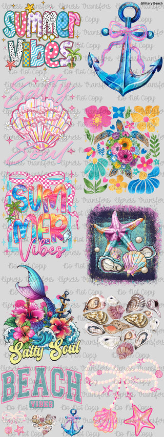 Glittery Beach Glitter Gang Sheet
