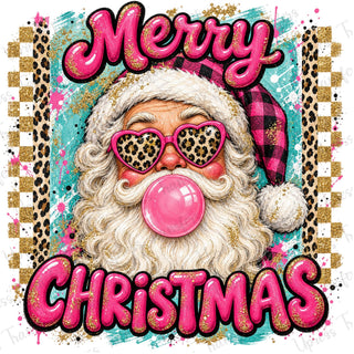 Glitzy Merry Christmas Cheetah Santa