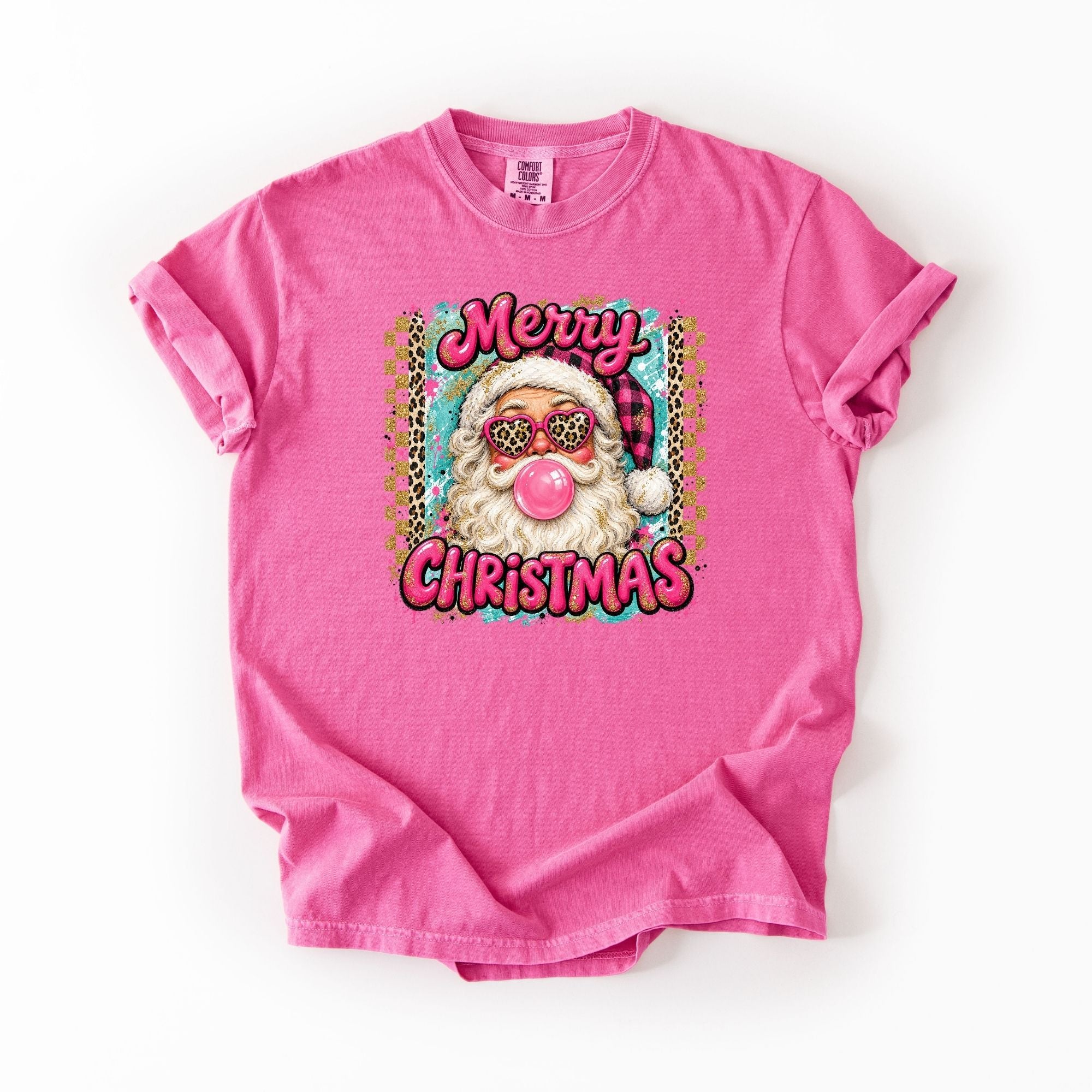 Glitzy Merry Christmas Cheetah Santa