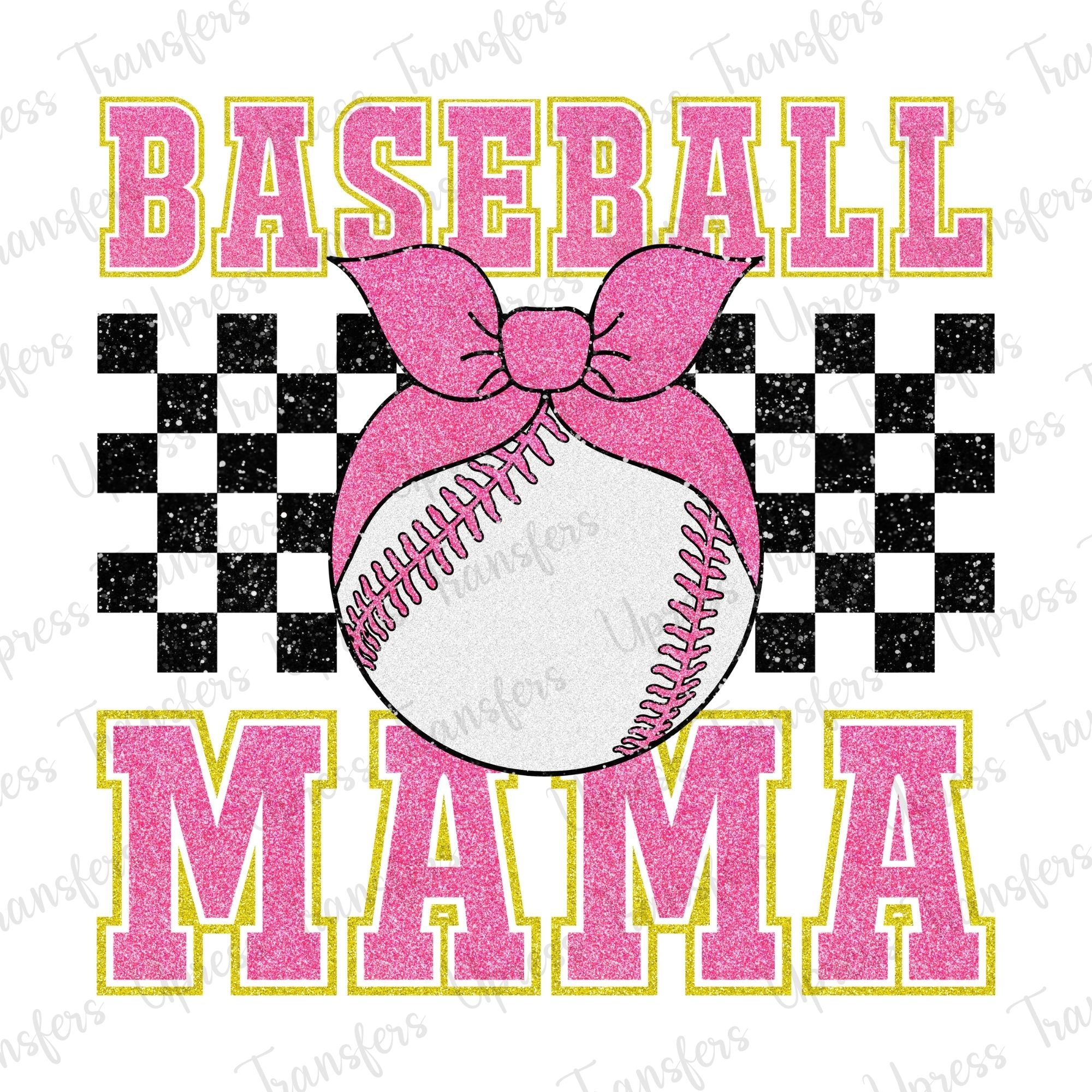 Glitzy Pink Baseball Mama Varsity