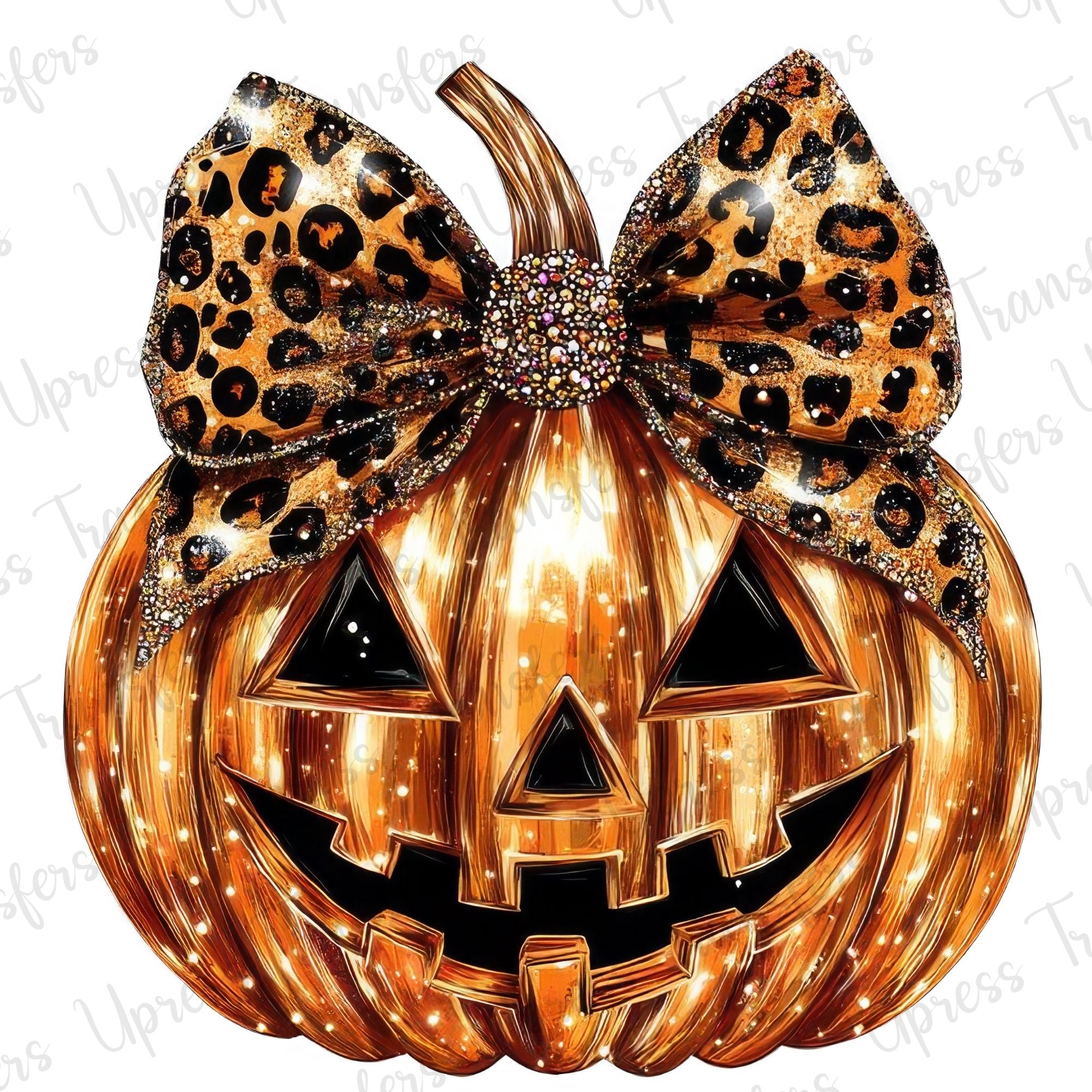 Glitzy Shiny Leopard Bow Pumpkin
