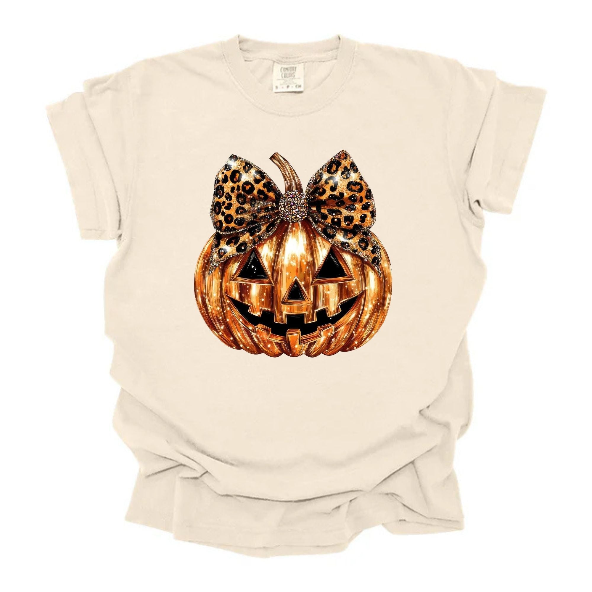 Glitzy Shiny Leopard Bow Pumpkin