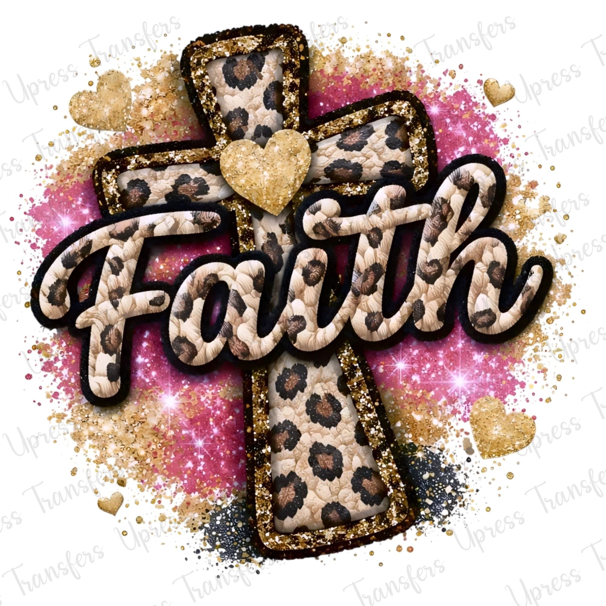 Glitzy cheetah Rope Faith Cross