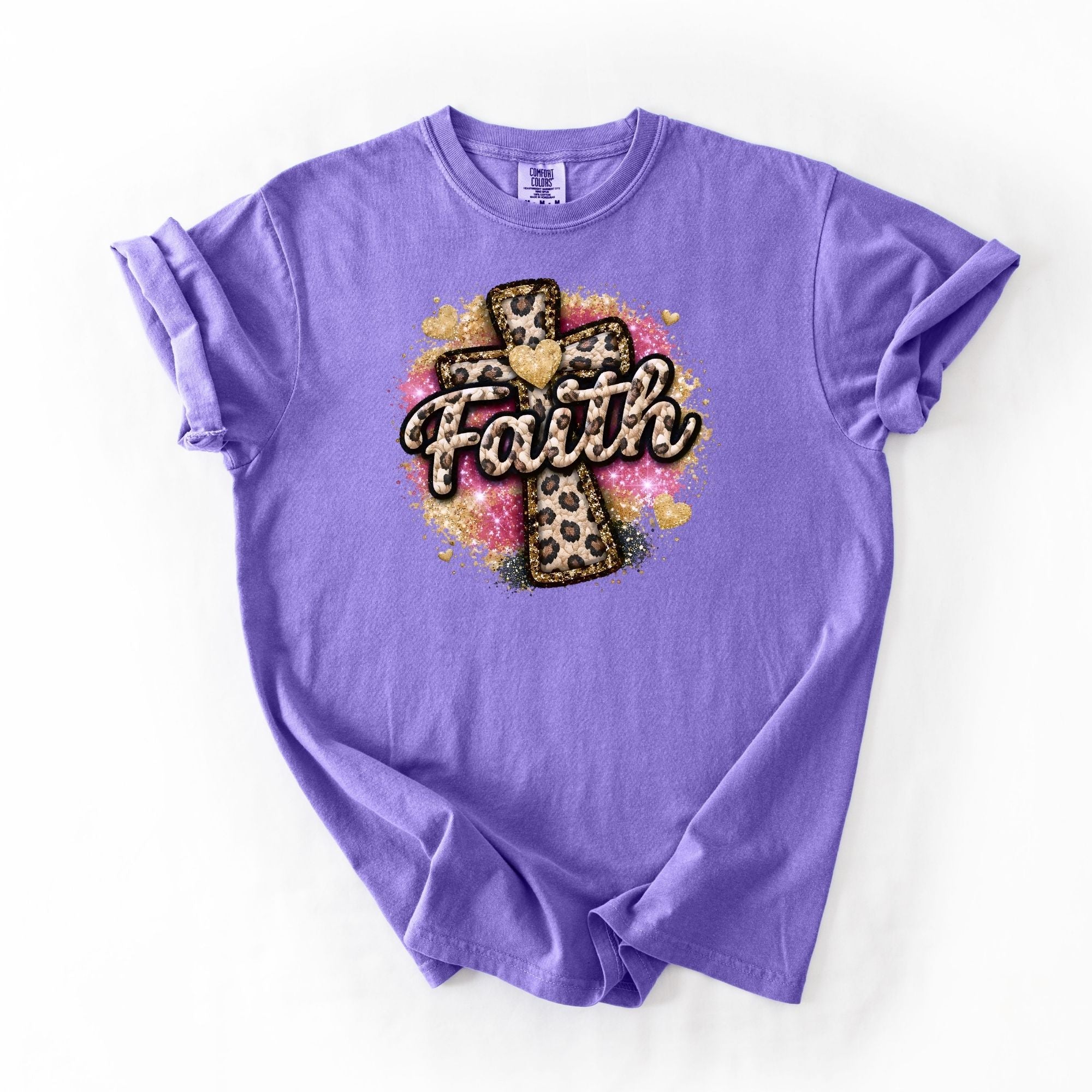 Glitzy cheetah Rope Faith Cross