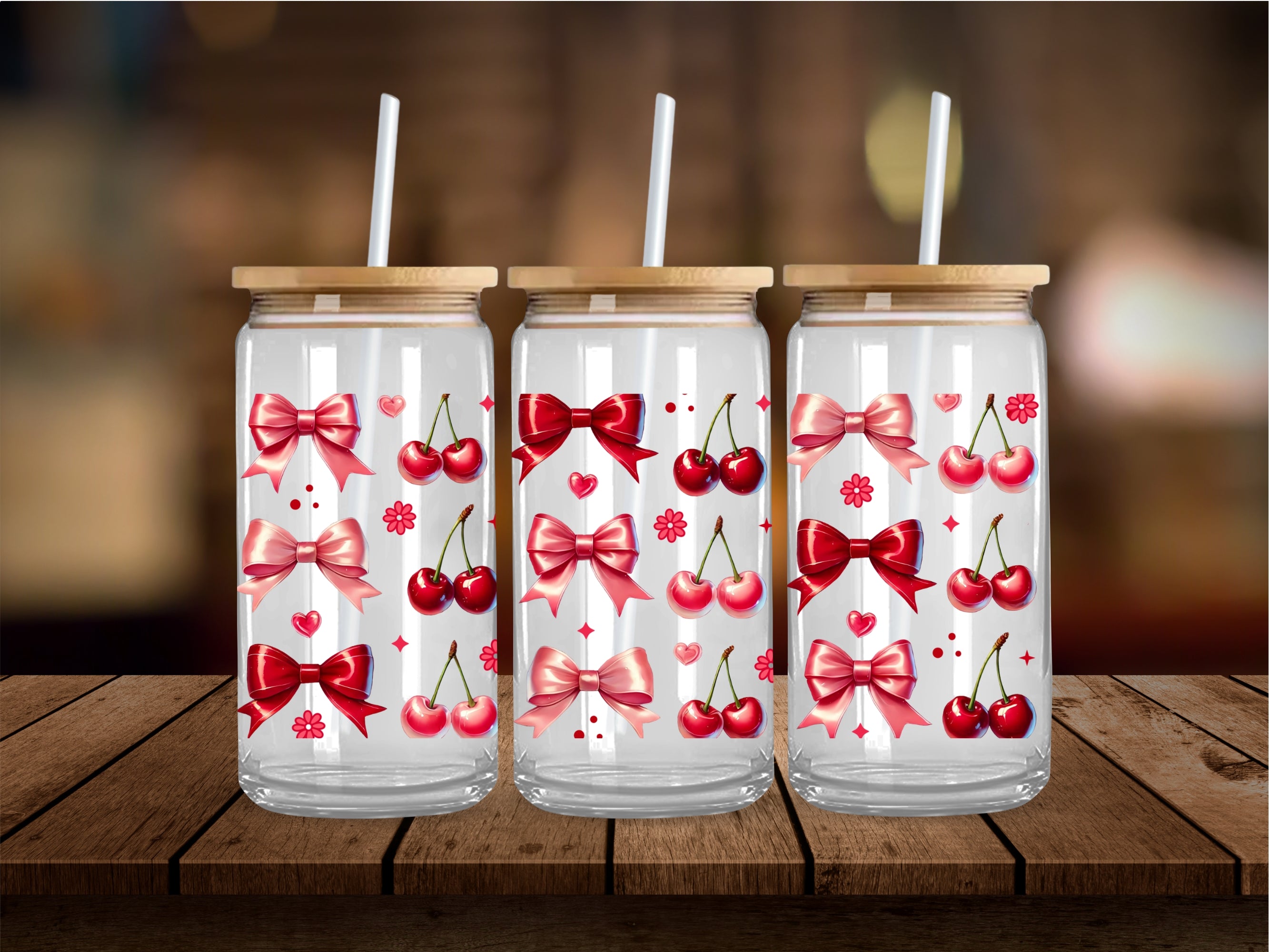 Glossy Cherrie Bows   16 Oz Wrap