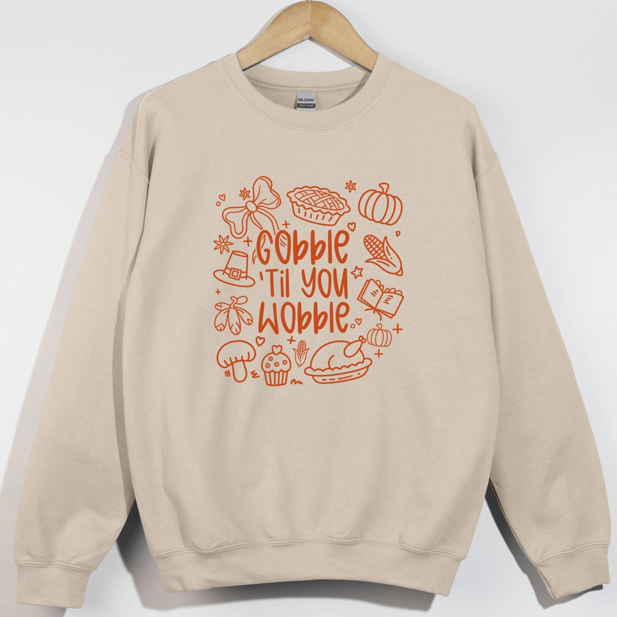 Gobble Til You Wobble Orange Doodle