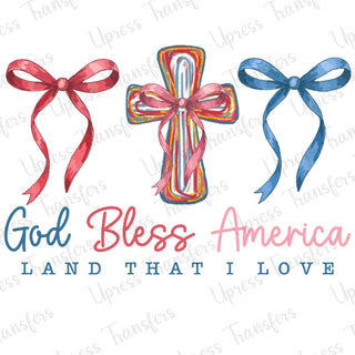God Bless America Cross And Bows