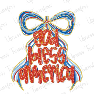 God Bless America Cutesy Bow Gold