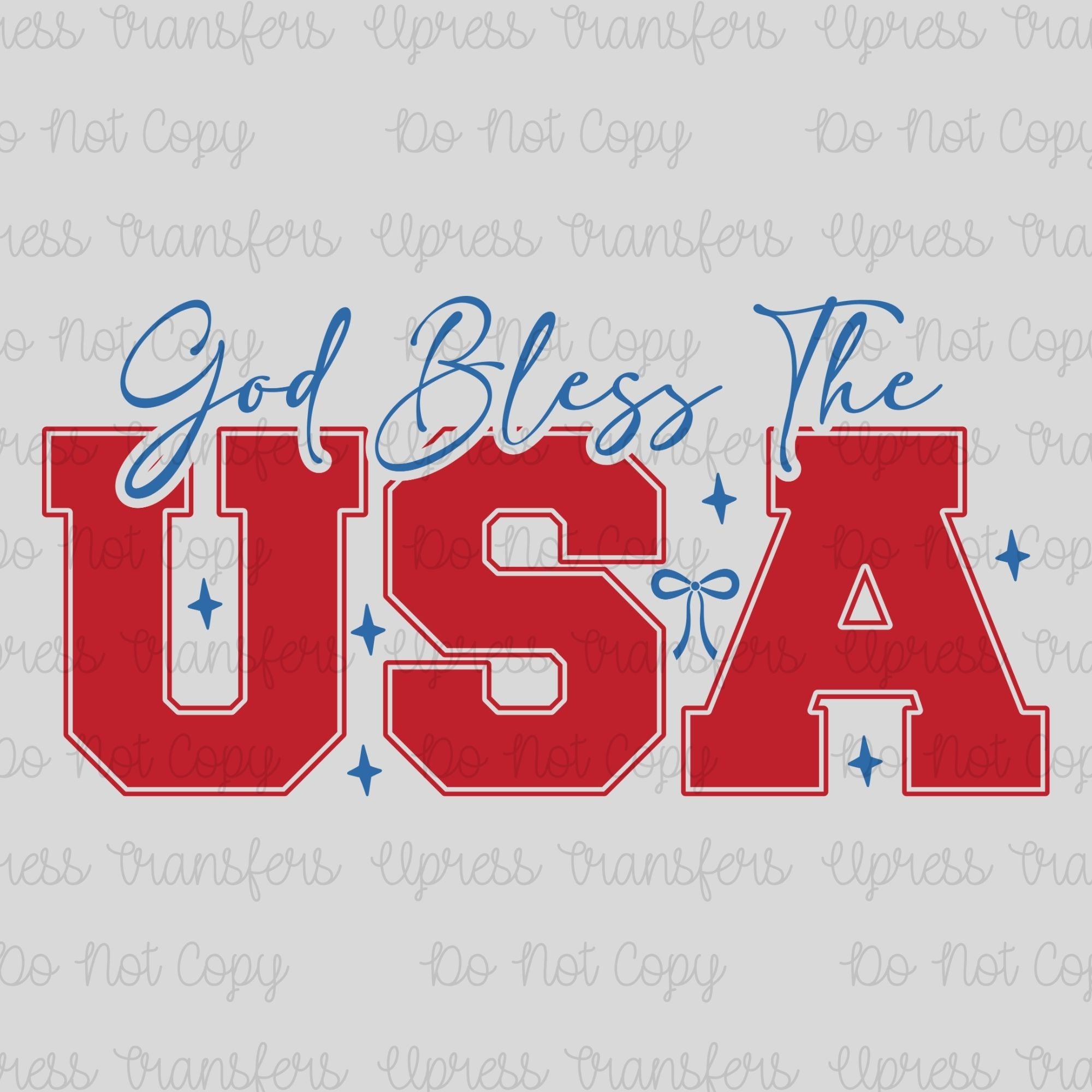 God Bless USA Red and Blue