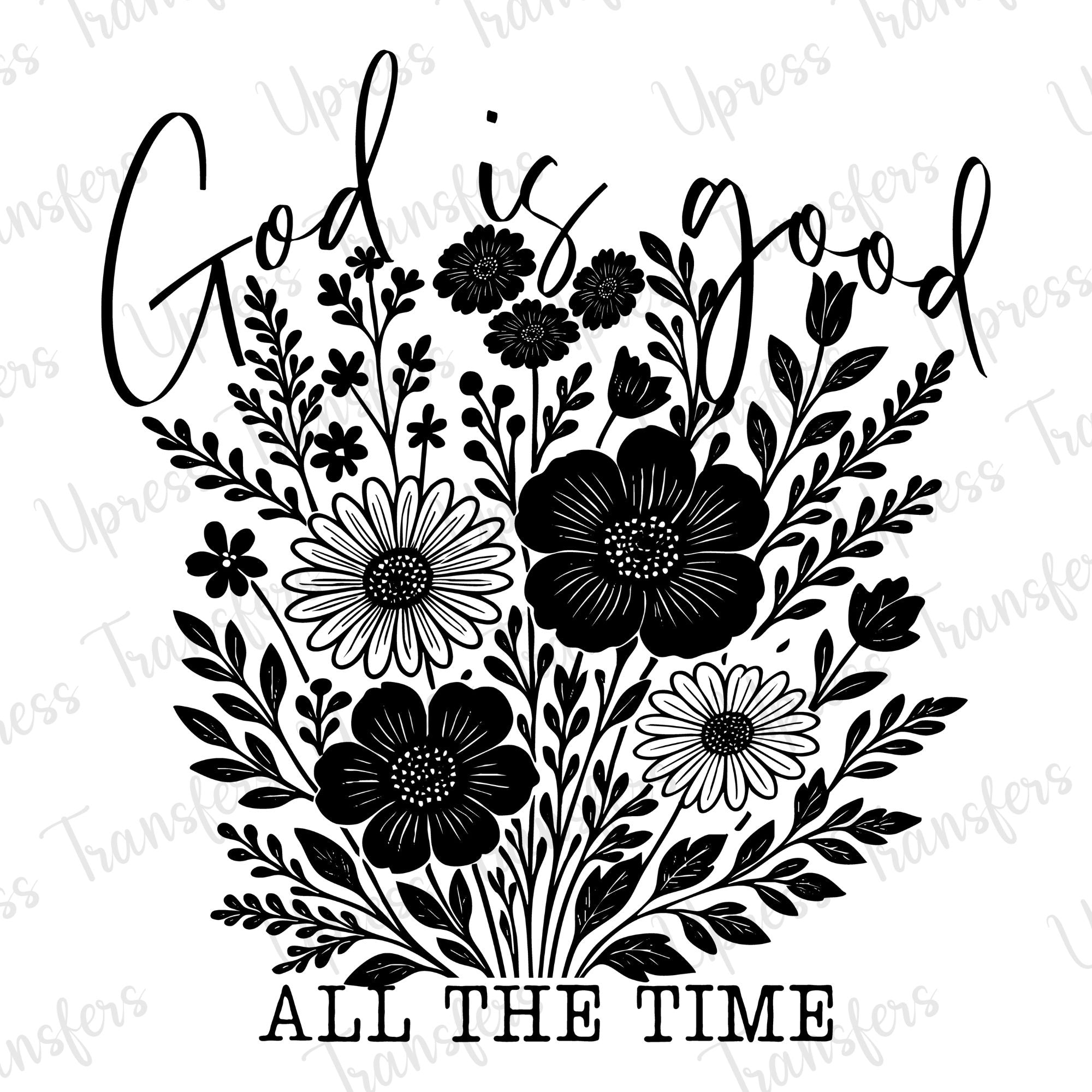 God Is Good Black Floral