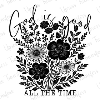 God Is Good Black Floral