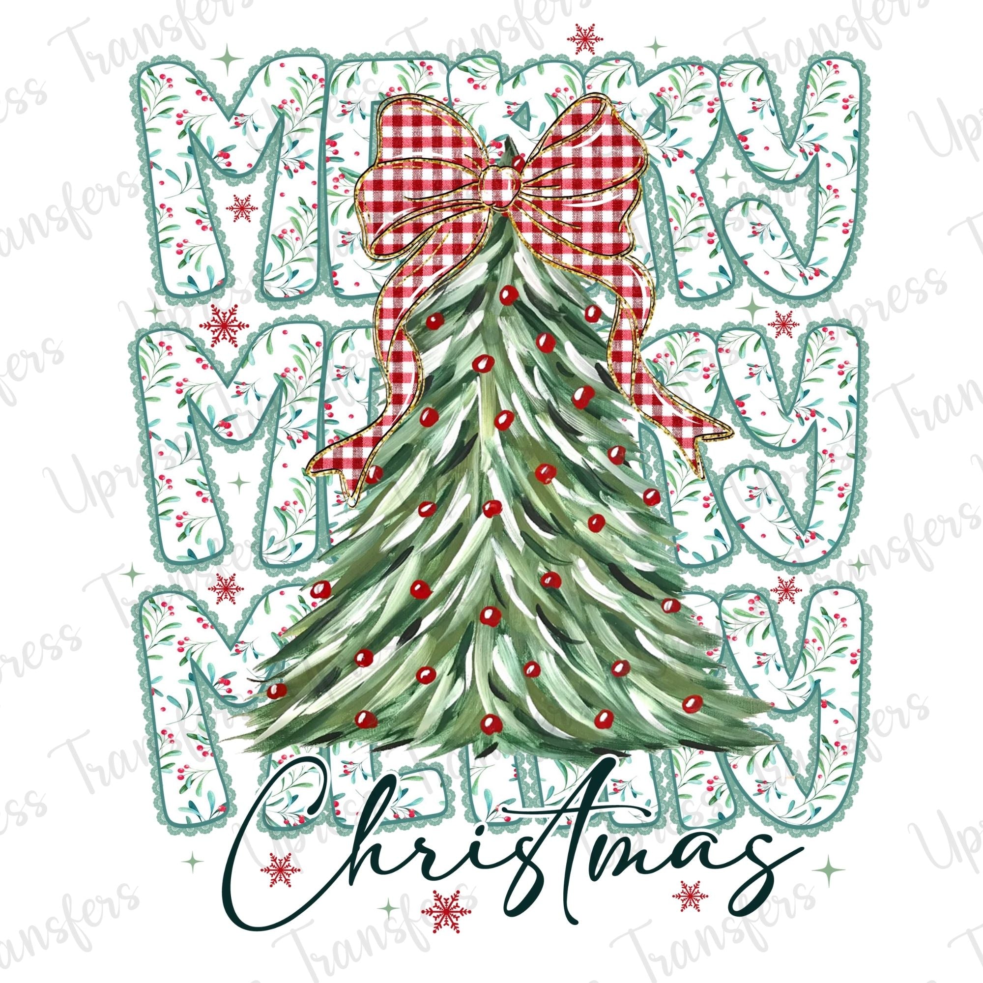 Green Lace Merry x 3 Christmas