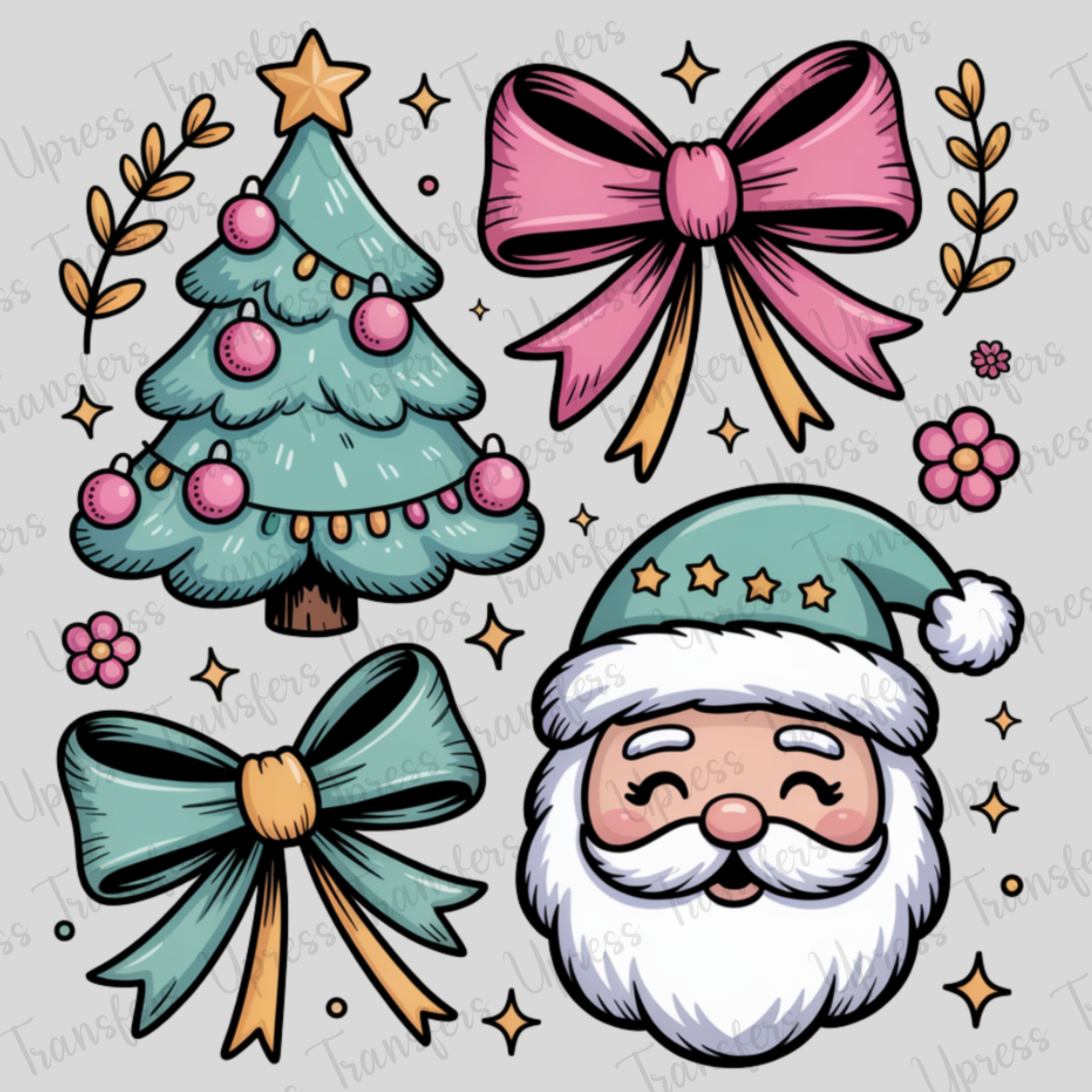 Green Santa Pink Bow