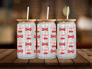Grey Gingham Cherries and Bows 16 Oz Wrap