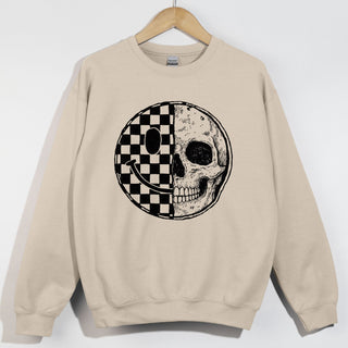 Half Smiley Half Skull Circle