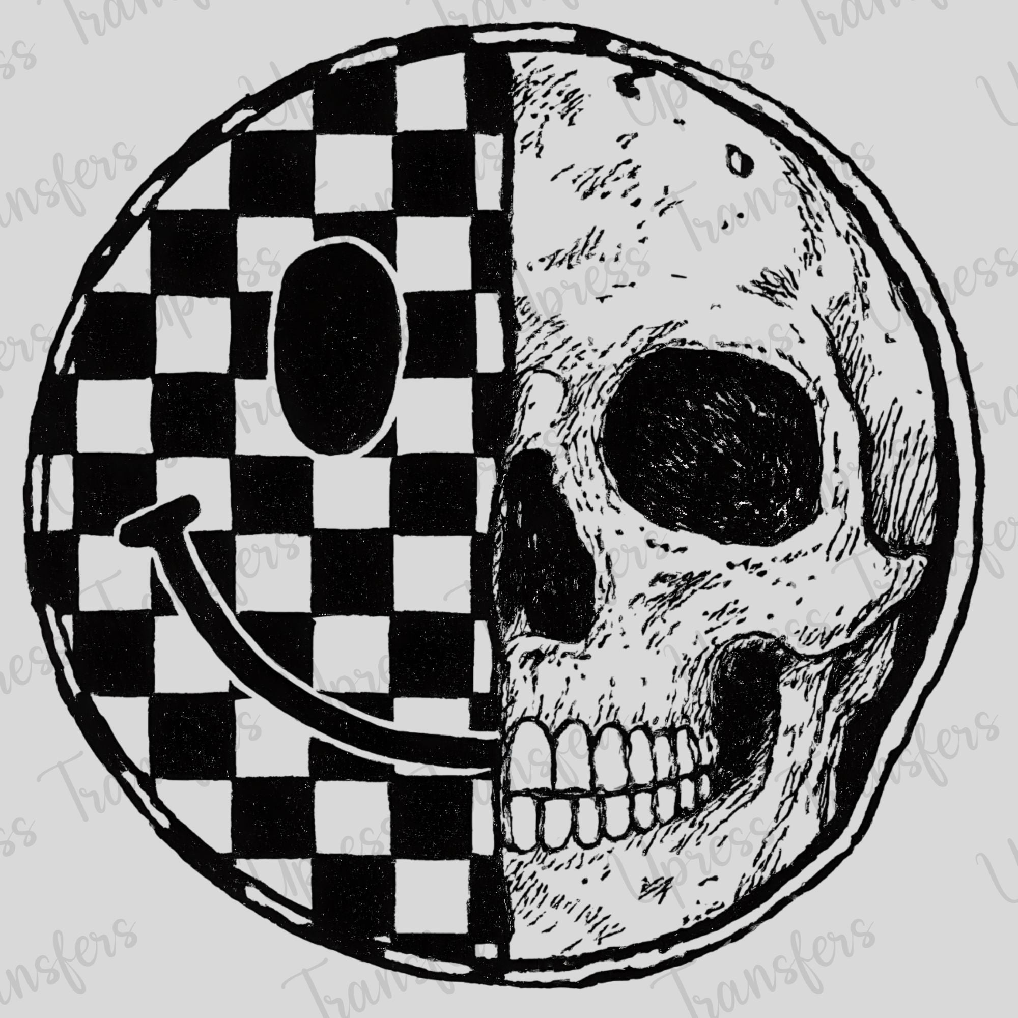 Half Smiley Half Skull Circle