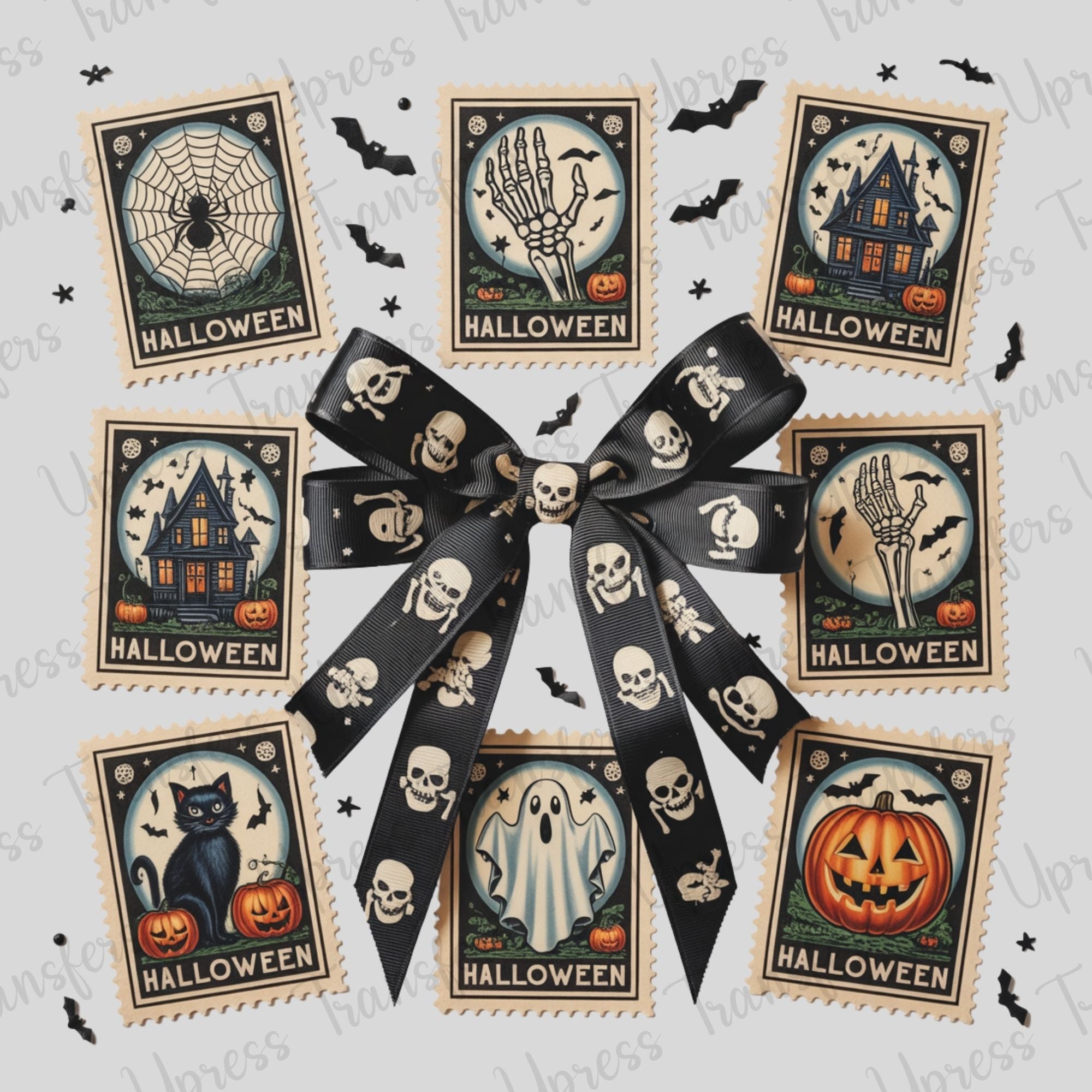 Halloween Stamps Skull Bow