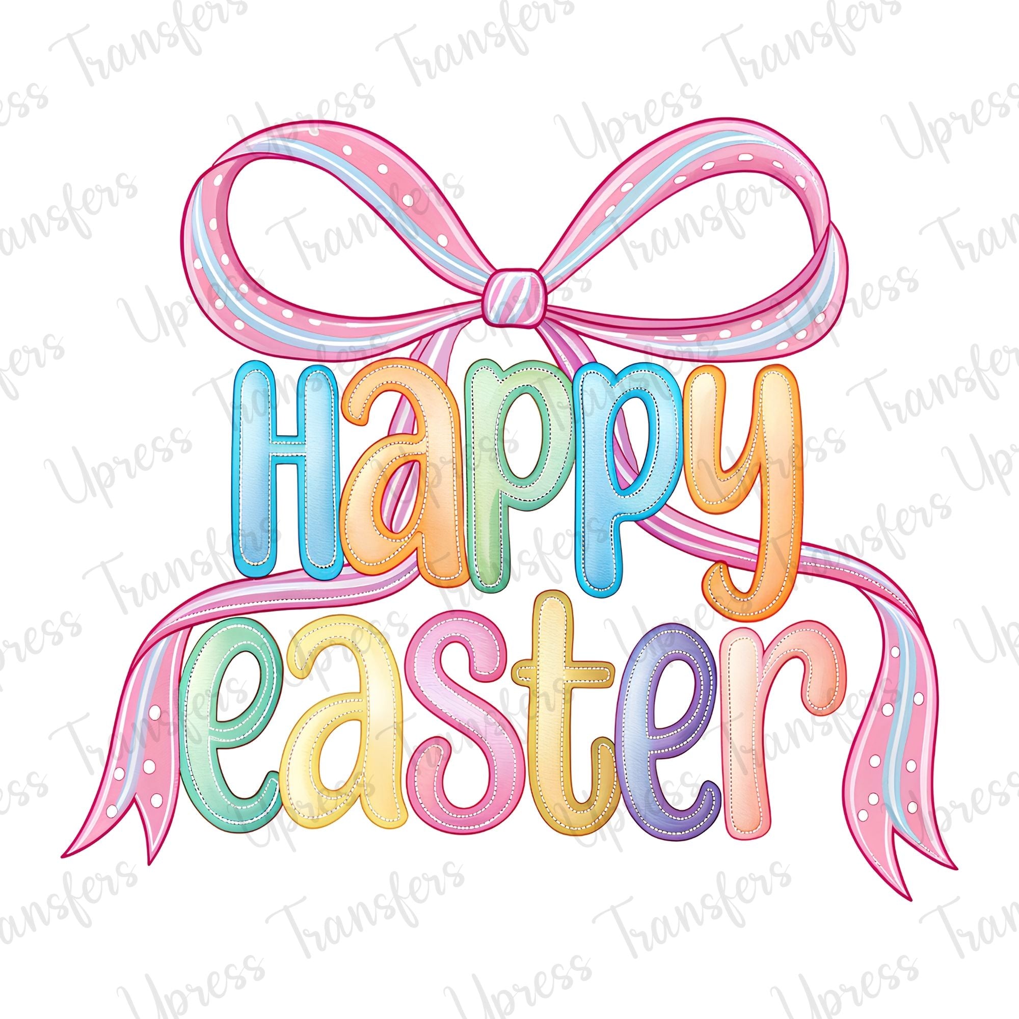 Happy Easter Faux Stitched Bow