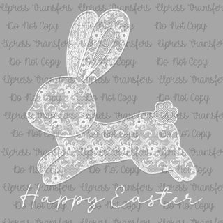 Happy Easter Hopping Bunny Lace Print