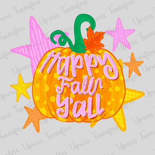 Happy Fall Preppy Pumpkin Stars