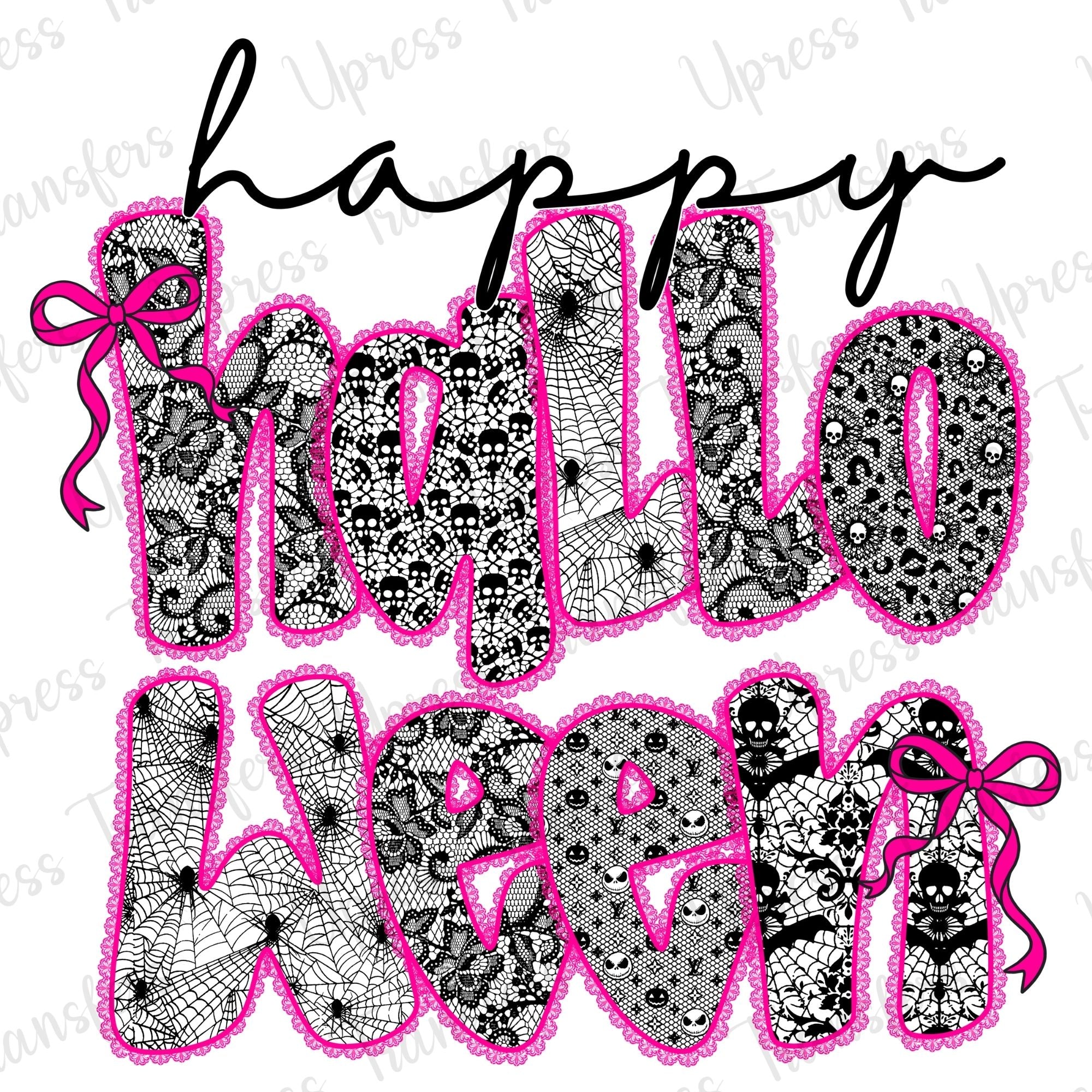 Happy Halloween Pink and Black Lace