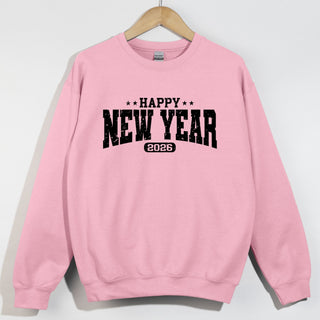 Happy New Year 2026 Black Distressed
