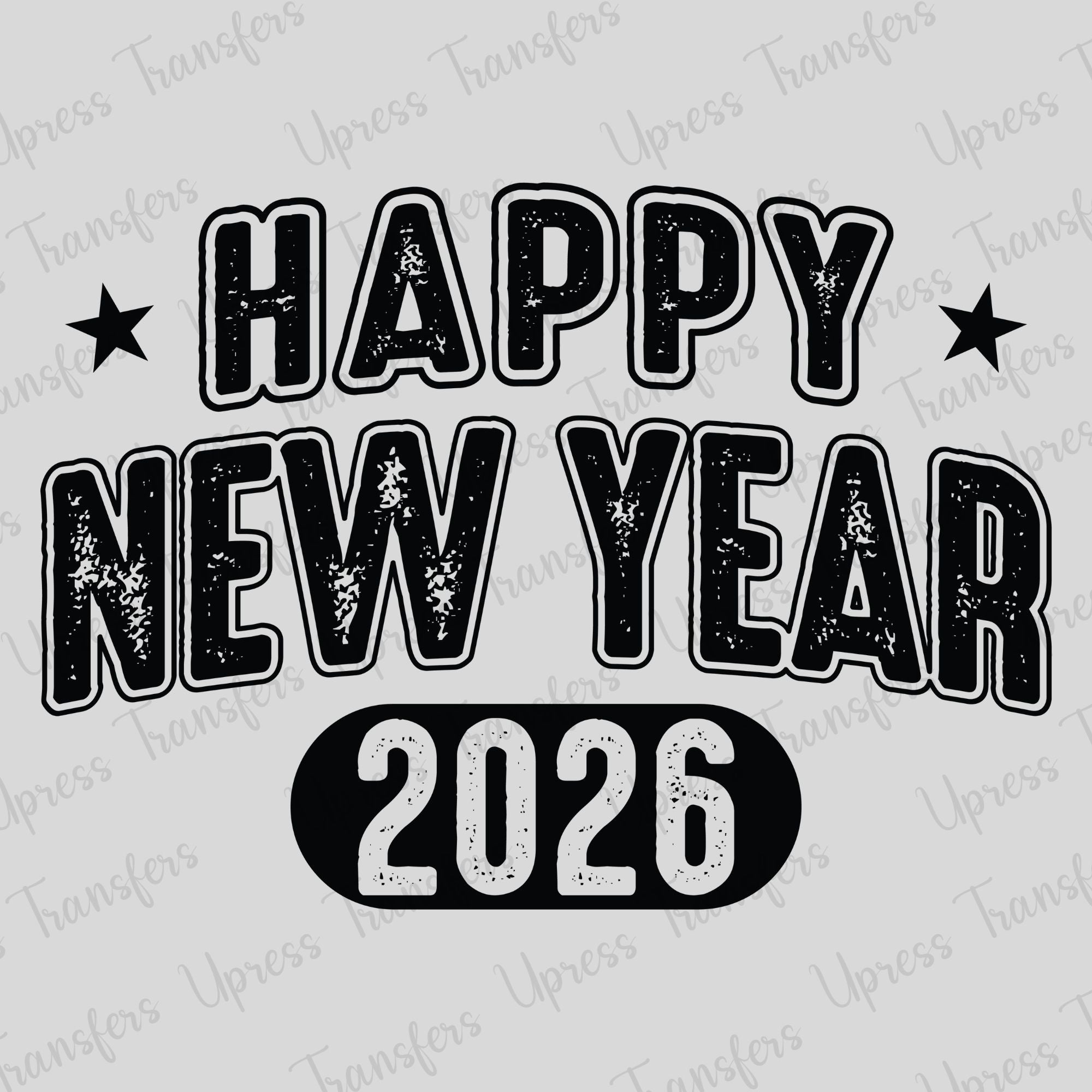 Happy New Year Black Arched 2026