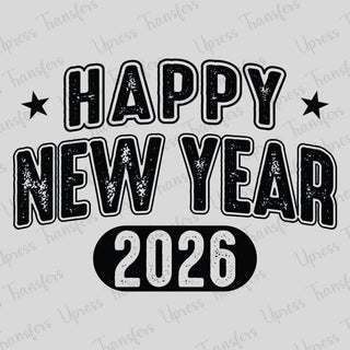 Happy New Year Black Arched 2026