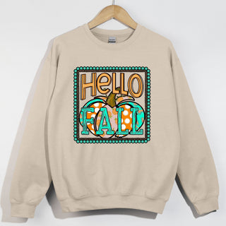 Hello Fall Western Patterned Pumpkin