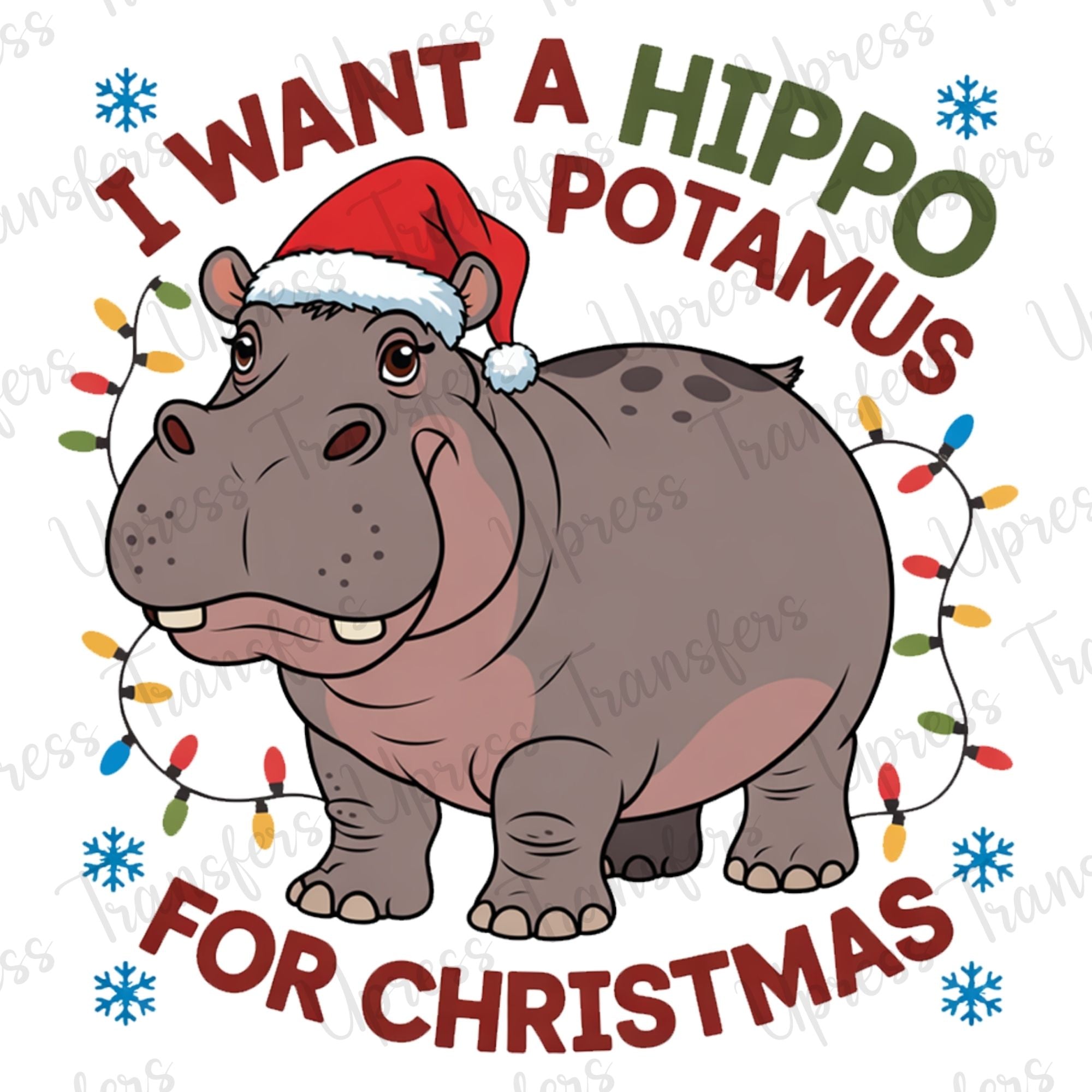 Hippopotamus For Christmas Cute