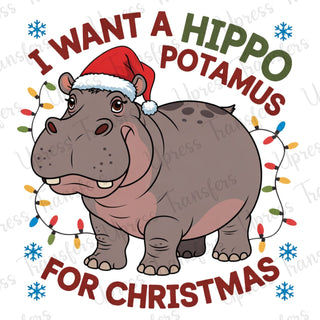 Hippopotamus For Christmas Cute