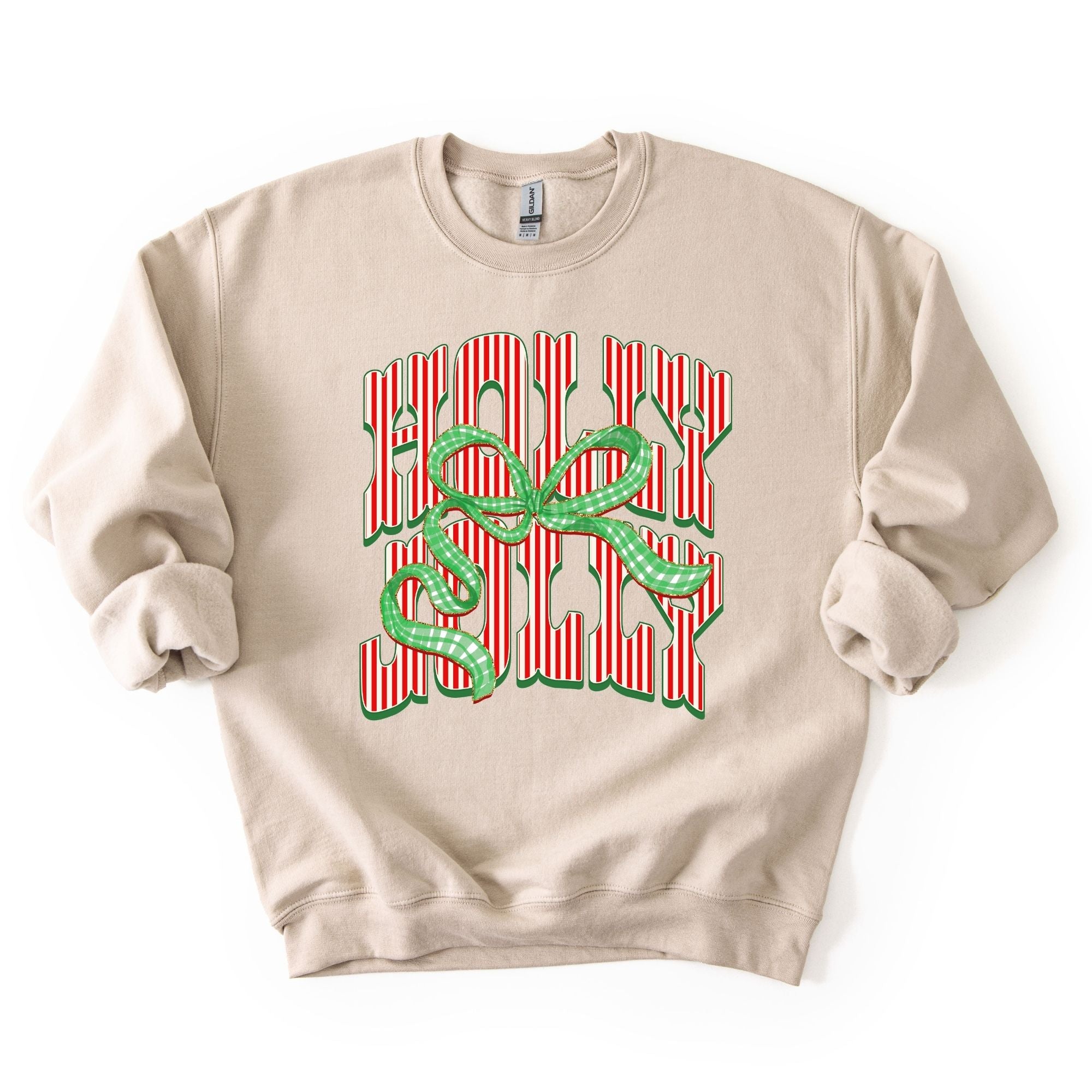 Holly Jolly Stripes Green Bow