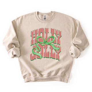 Holly Jolly Stripes Green Bow
