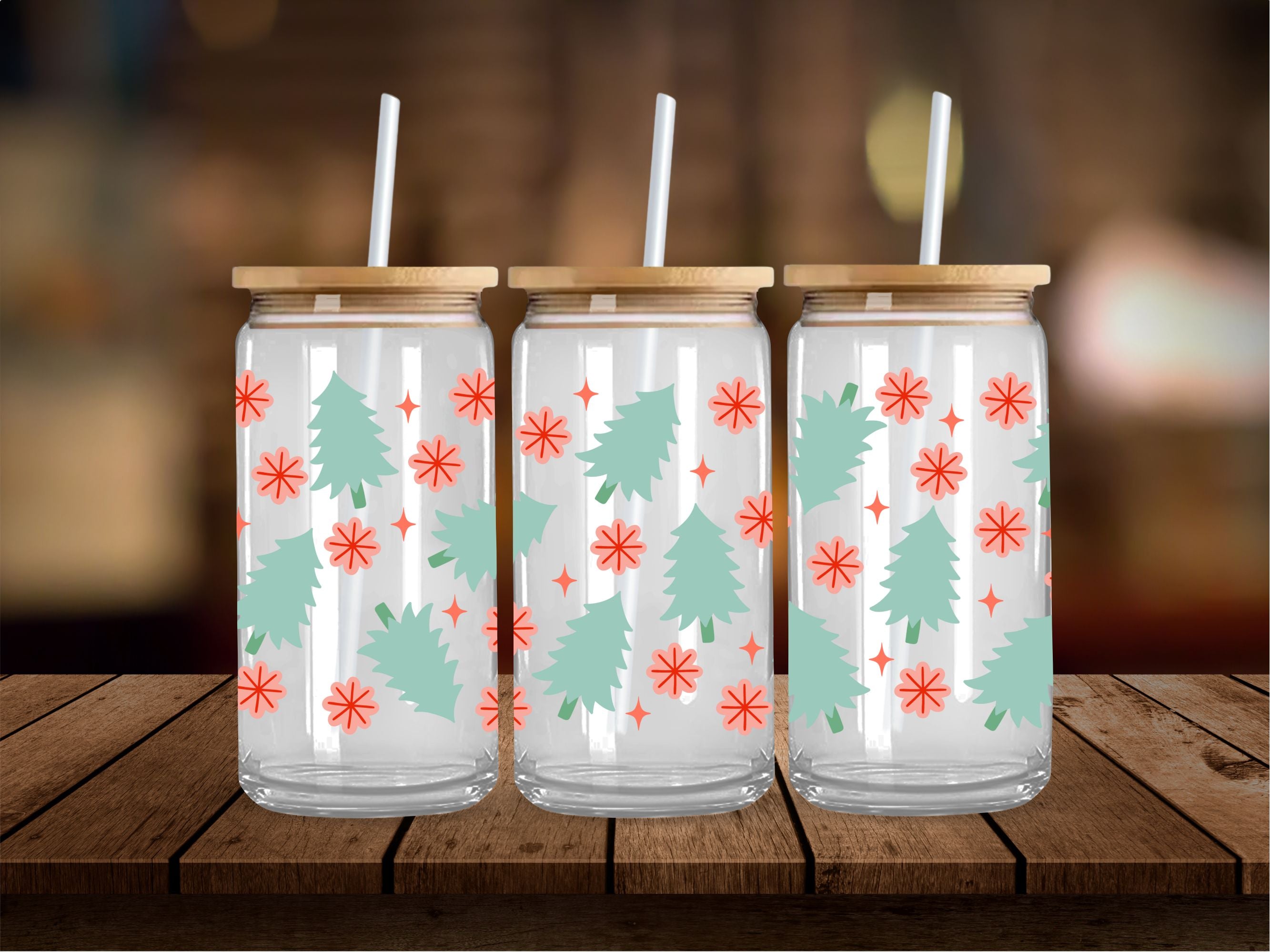 Holly Jolly Trees 16 Oz Wrap