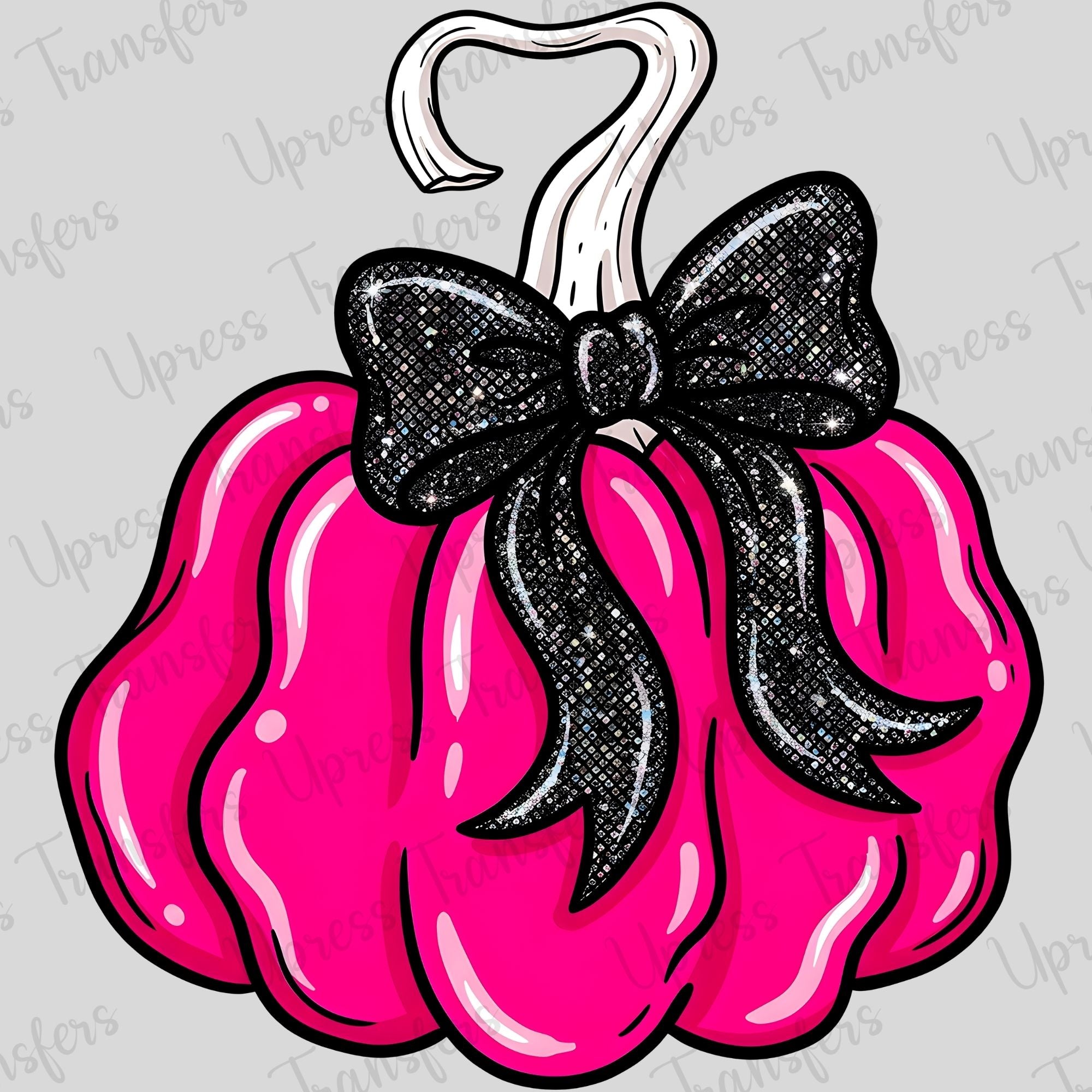 Hot Pink Black Glitter Bow Pumpkin