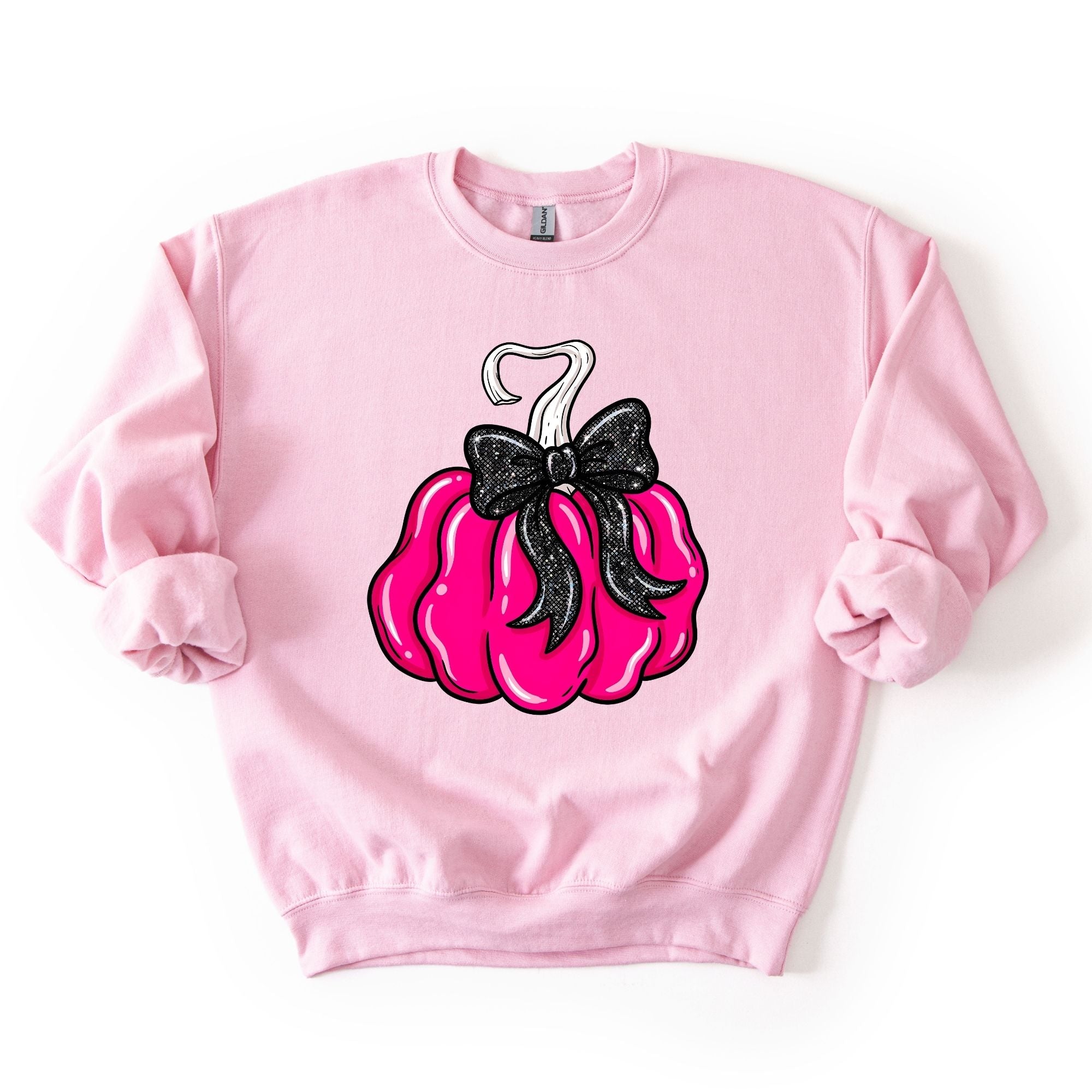 Hot Pink Black Glitter Bow Pumpkin
