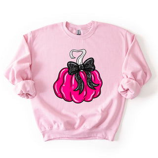 Hot Pink Black Glitter Bow Pumpkin