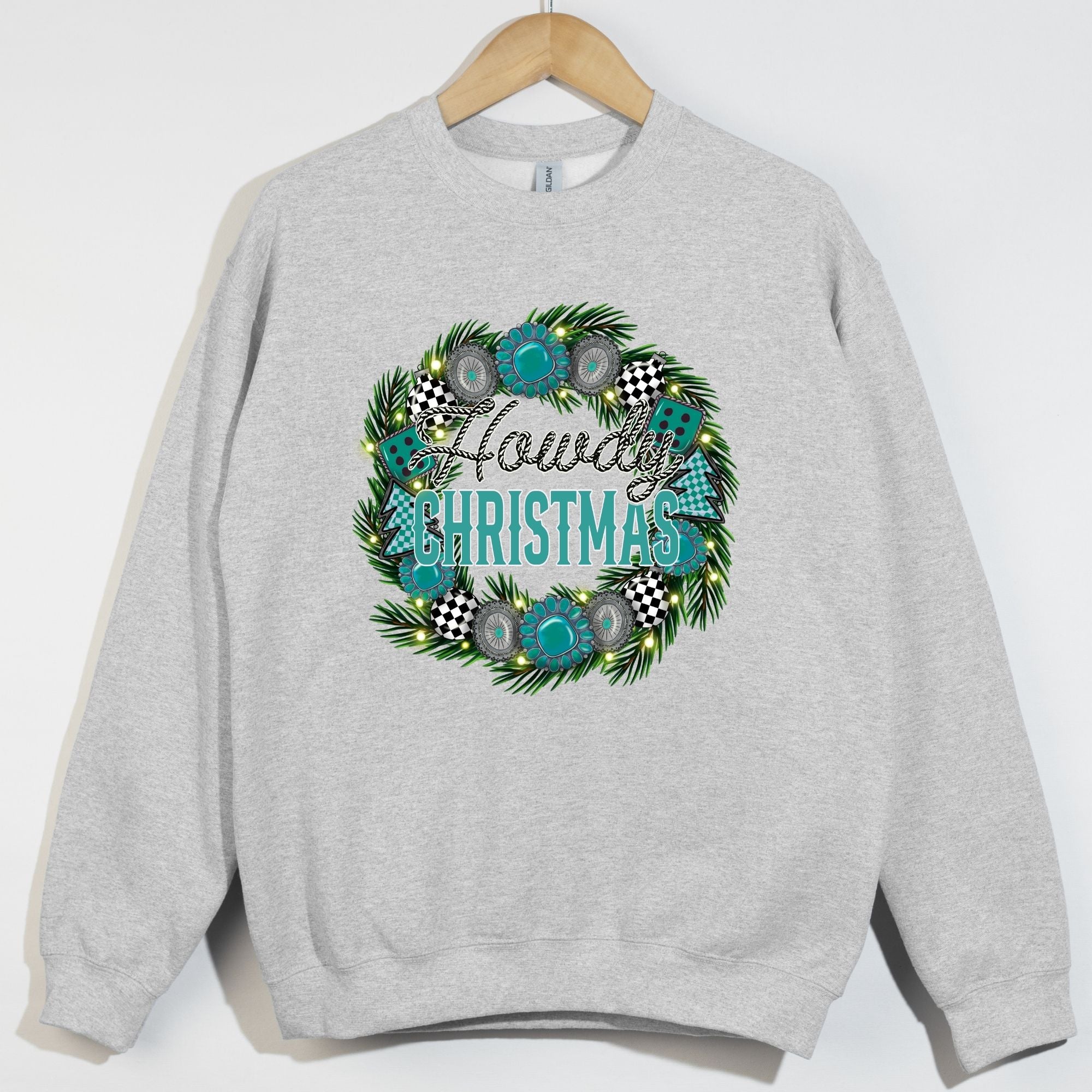 Howdy Christmas Wreath Turquoise