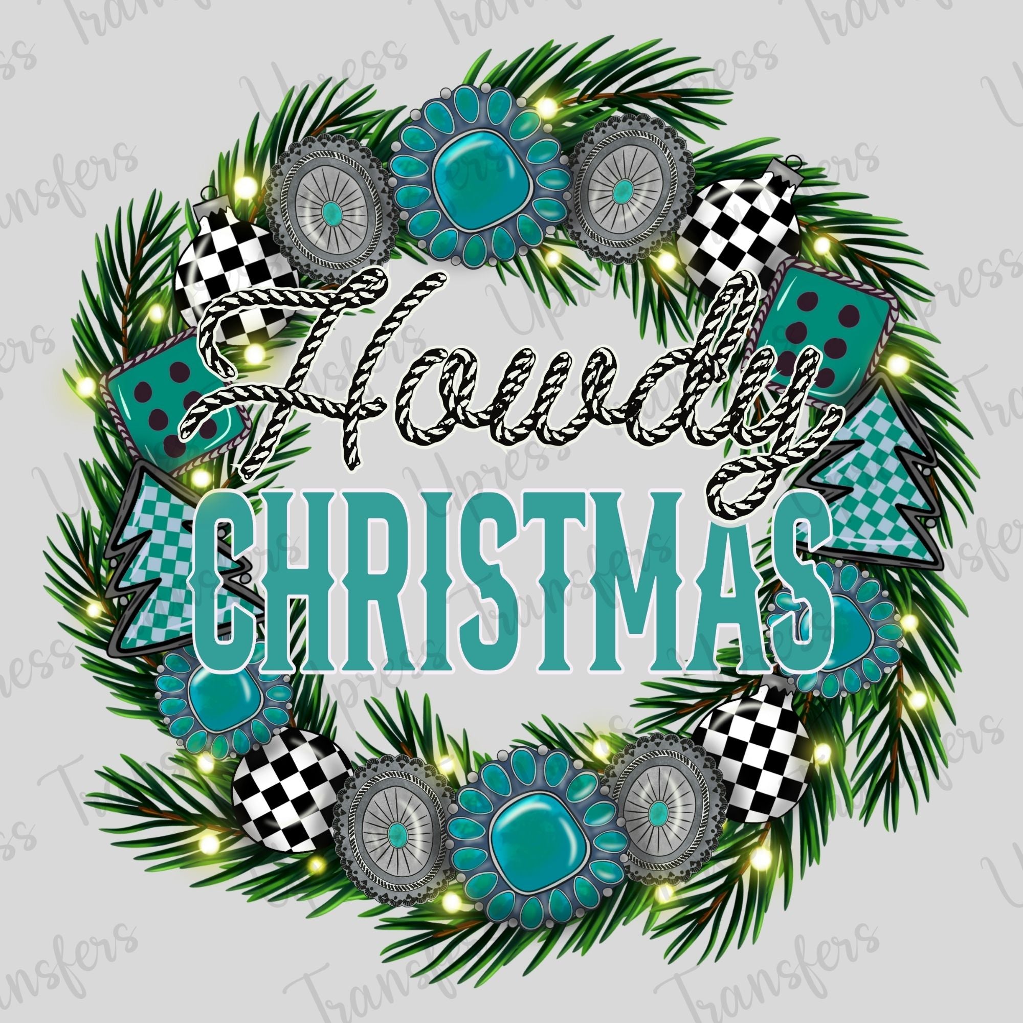 Howdy Christmas Wreath Turquoise