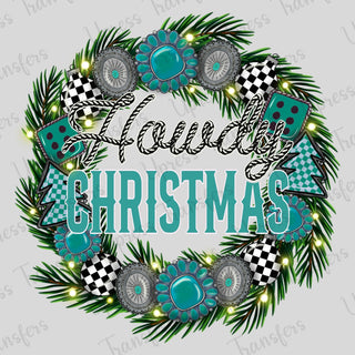 Howdy Christmas Wreath Turquoise