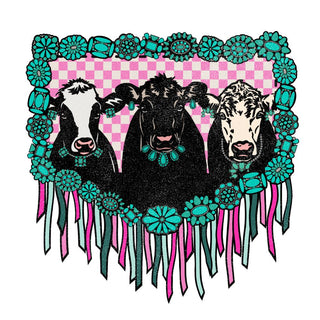 Fringe Turquoise Cows