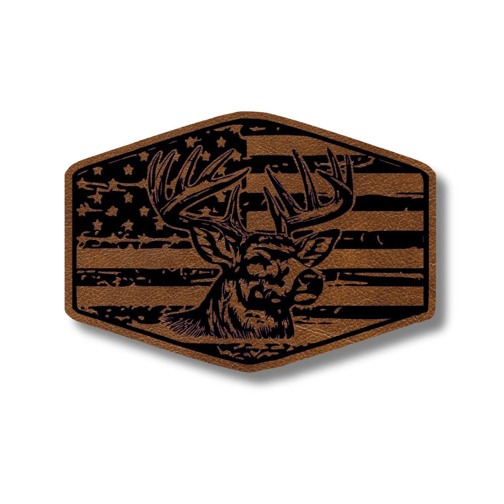 Deer Head Flag Leatherette Patch