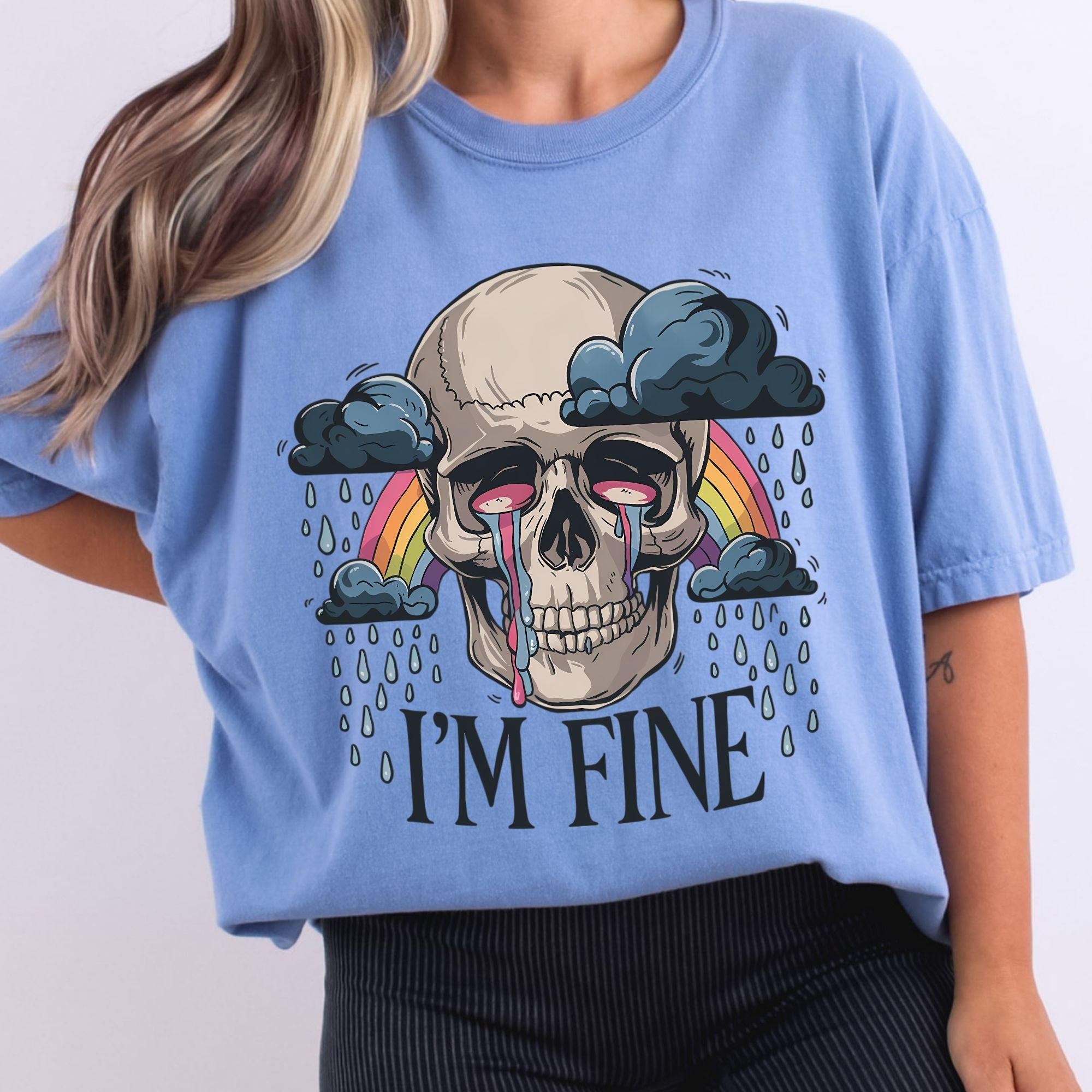 Crying Fine I'm Fine Crying Skull – U Press Transfers