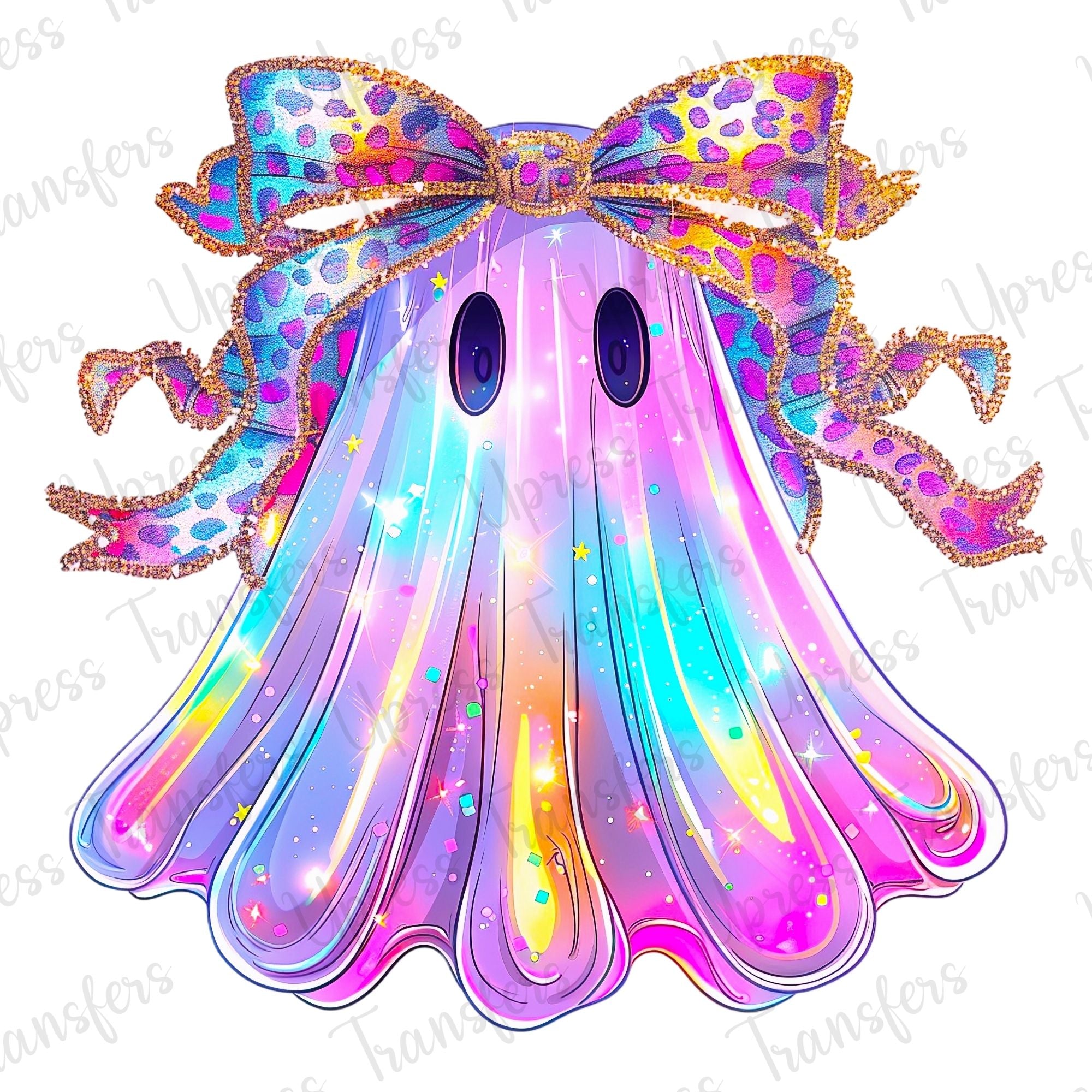 Iridescent Glitter Girly Bow Ghost