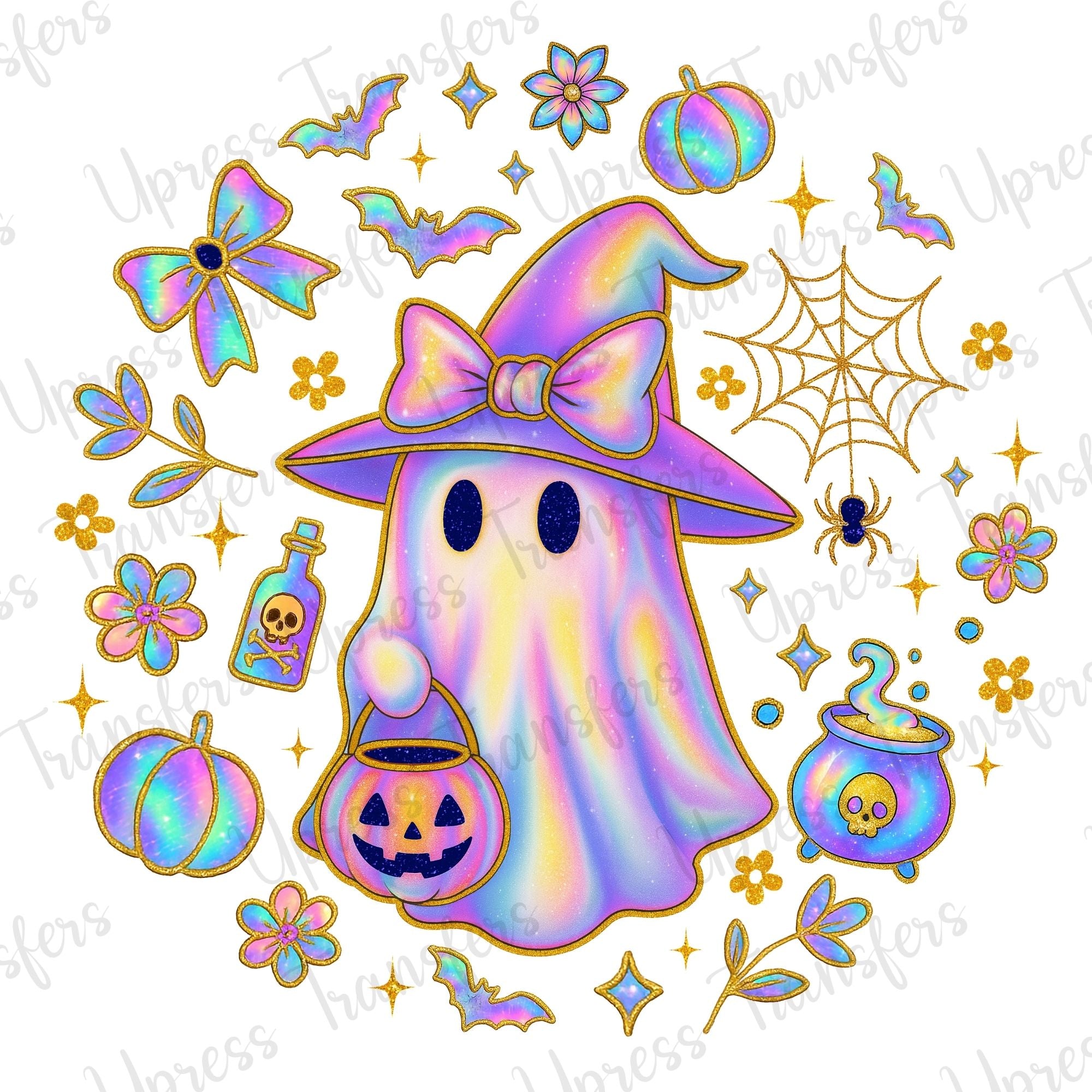 Iridescent Gold Glitter Ghost Collage